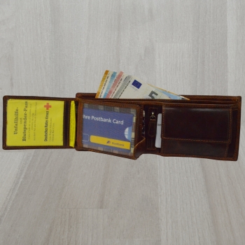 flevado Herren Portemonee Totenkopf mit RFID Schutz Geldbörse Vintage Leder Handarbeit (braun)